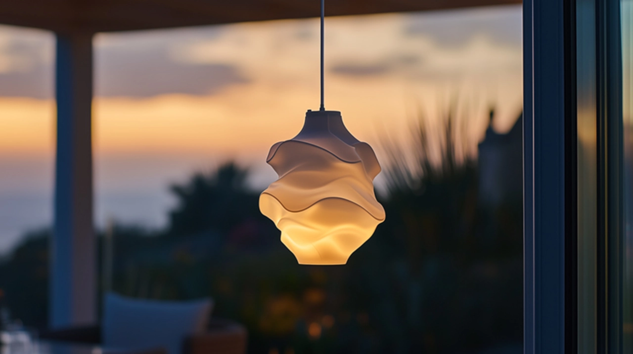 A plastic light cover on a modern light fitting.